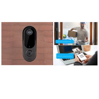 Умен Дом за сигурност звънчева Камера Безжична WiFi звънец за Нощно виждане Черен За дома/Офиса