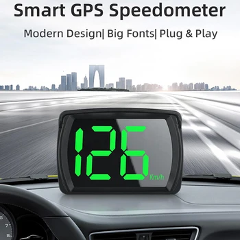 Универсален Автомобилен HUD Централен Дисплей GPS Hud Цифров Скоростомер Големи Букви Измерване на скоростта на КМЧ за Всички Автомобили, Камиони, Щепсела и да Играе Авточасти