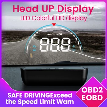 Централният дисплей OBD2 Car HUD Превишена скорост Обороти на двигателя Температурата на водата Аларма напрежение За универсален автомобил Автоматичен дисплей OBD 2 HUD