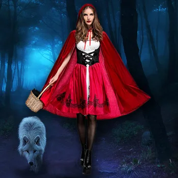 Червената Шапчица Атаулла Адолт Cosplay костюм за Хелоуин Wicca дъждобран за жени Карнавальная парти рокля на Кралица DW003
